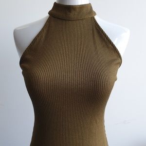 Topshop khaki green halter dress, US size 4
